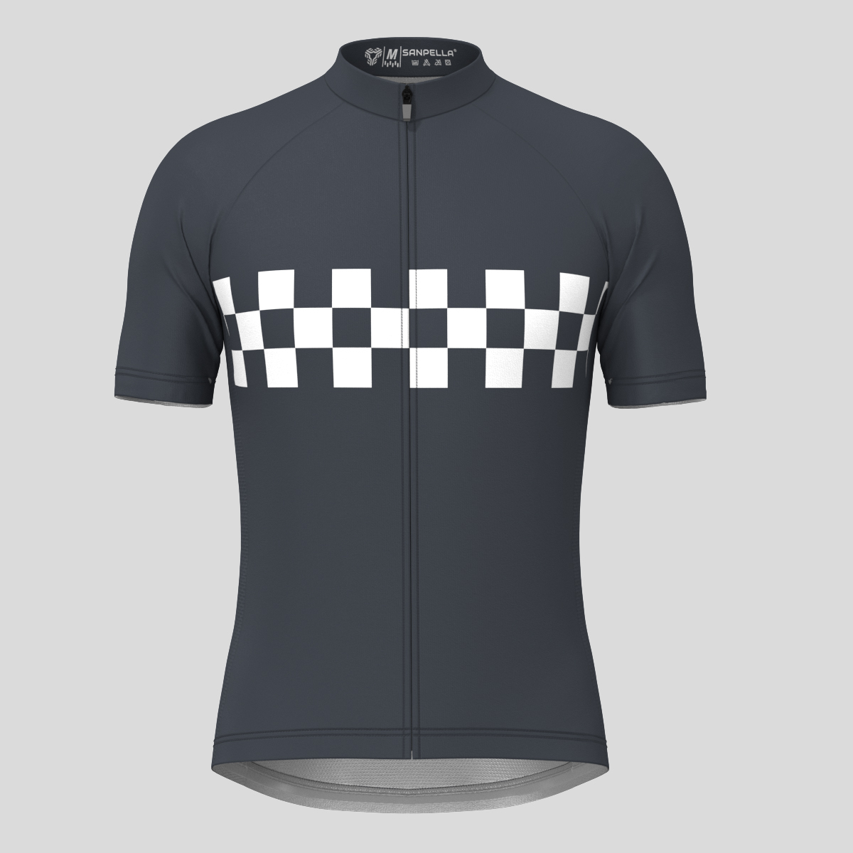 Men's Checkered Flag Retro Cycling Jersey - Graphite