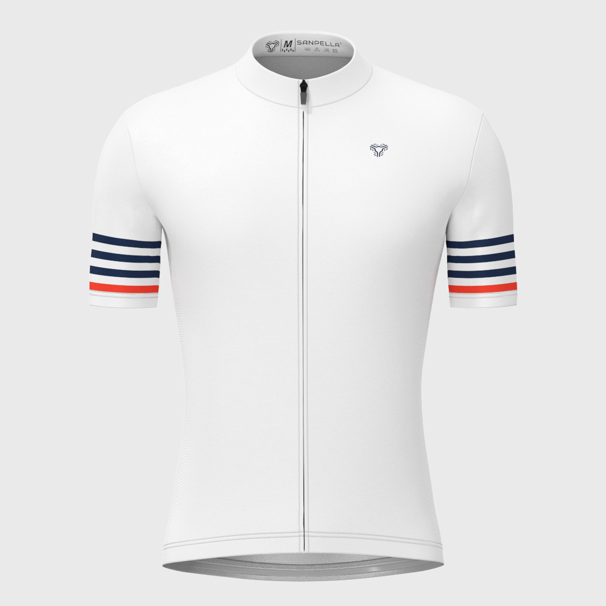 Minimal Stripes Men's Cycling Jersey - White/Navy/Red