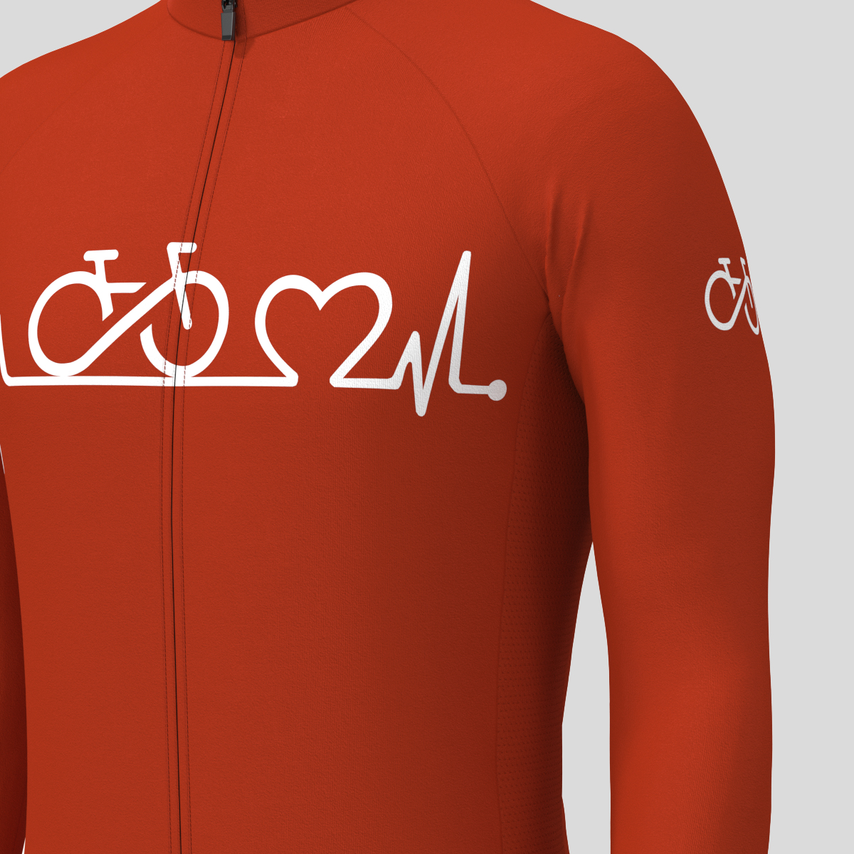 Bike Heartbeat Men's LS Cycling Jersey - Brick