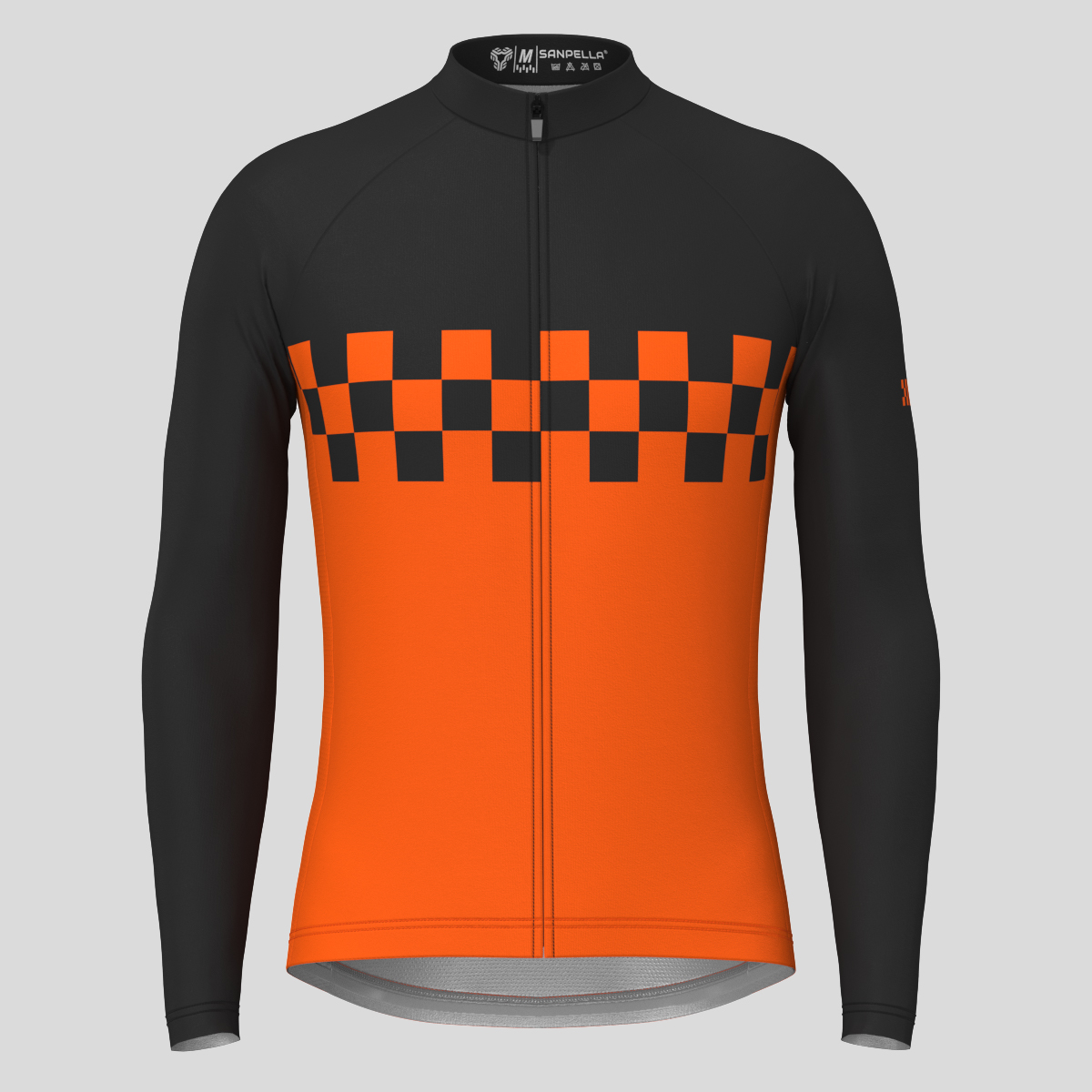 Men's Checkered Flag LS Cycling Jersey - Tangerine