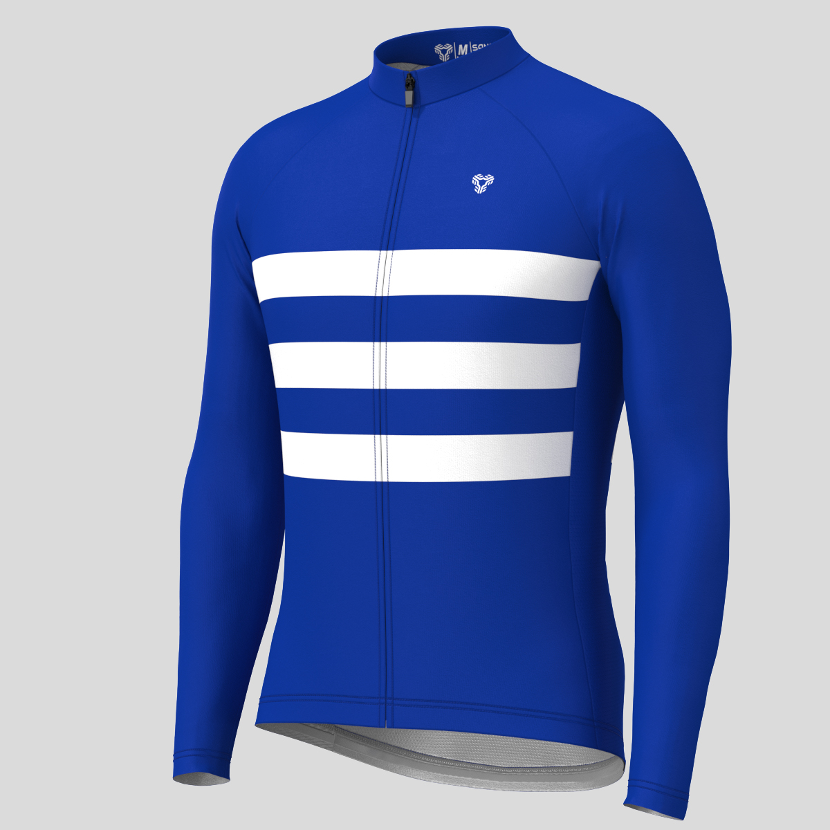 Men's Classic Stripes LS Cycling Jersey - Racing Blue