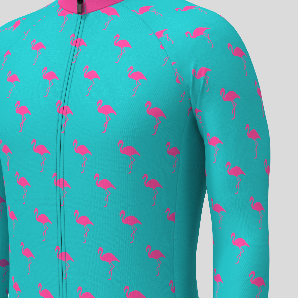 Flamingo Men's LS Cycling Jersey - Pink/Blue 