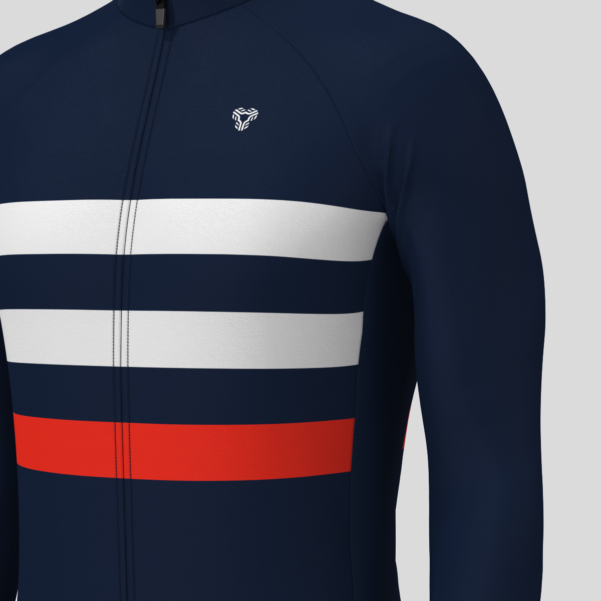 Men's Classic Stripes LS Cycling Jersey - Navy/White/Red