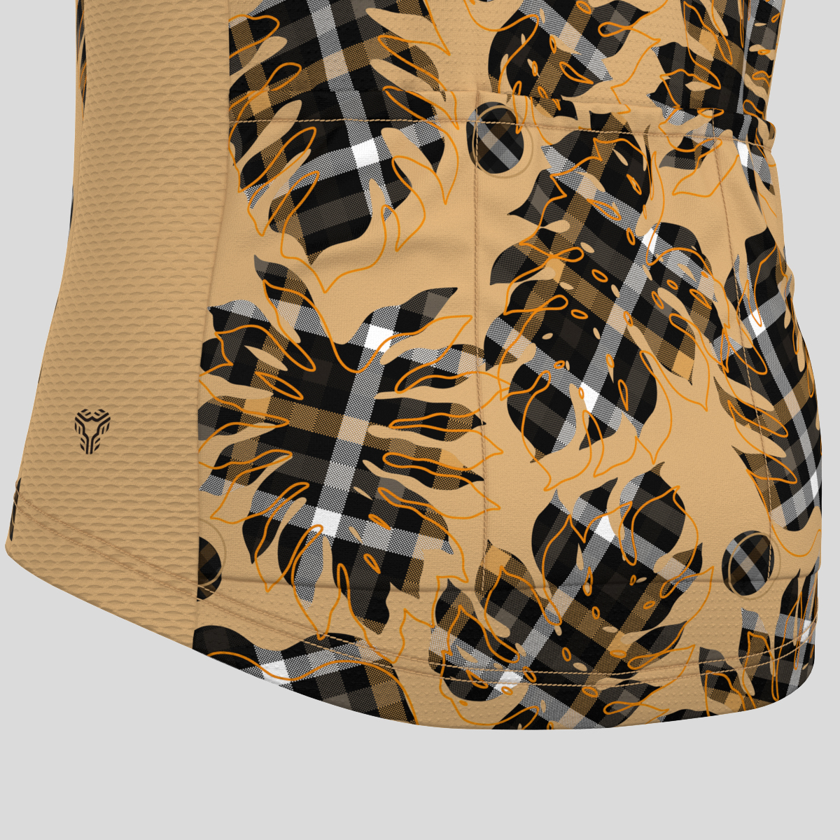 Plaid Textured Tropical Leaves Men's Cycling Jersey