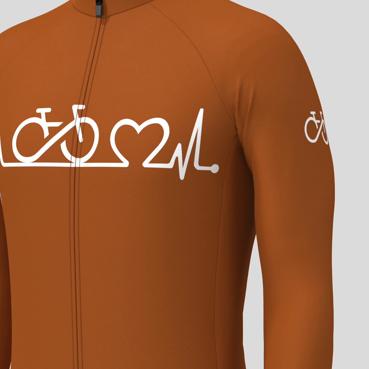 Bike Heartbeat Men's LS Cycling Jersey - Caramel