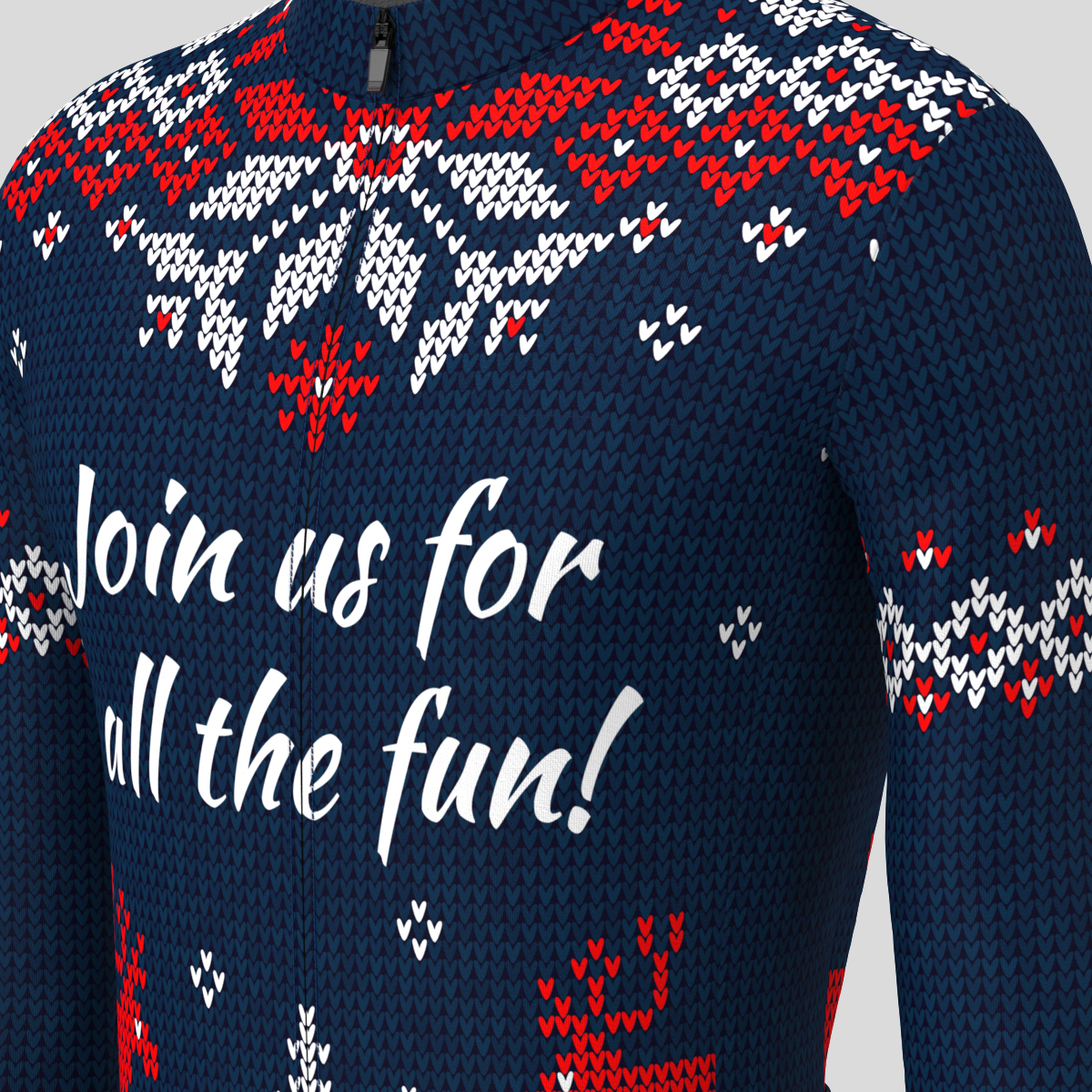 XMAS Ugly Sweater Themed Men's LS Cycling Jersey - Blue