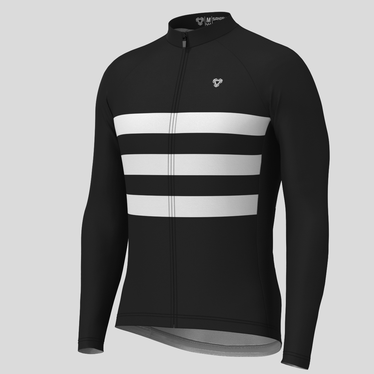 Men's Classic Stripes LS Cycling Jersey - Black/White