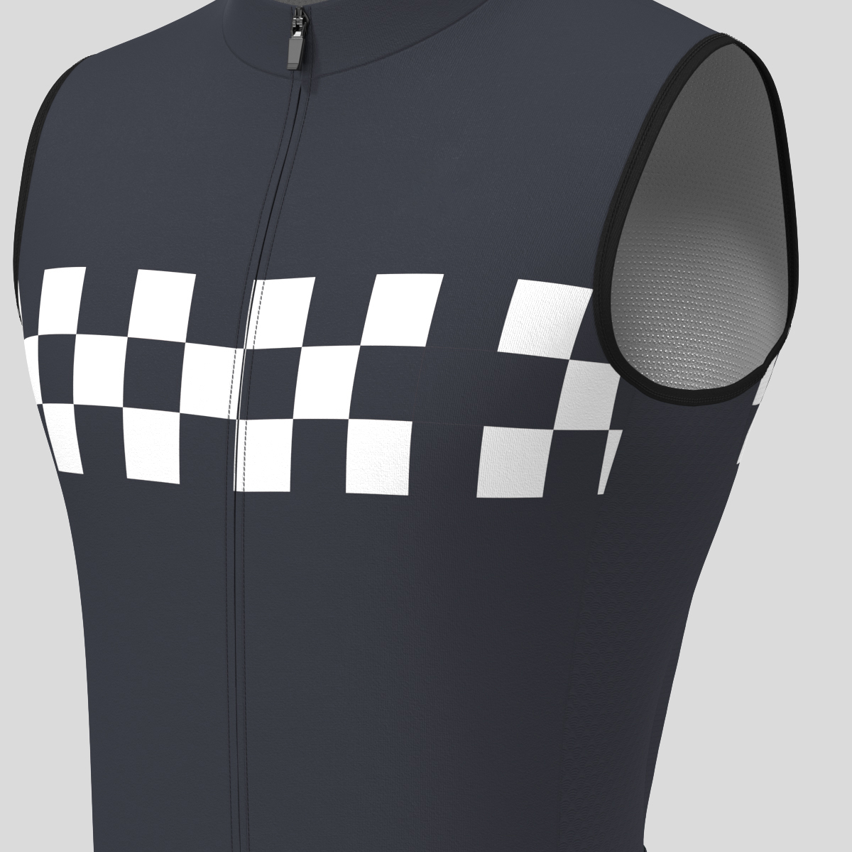 Men's Checkered Flag Retro Sleeveless Cycling Jersey - Graphite