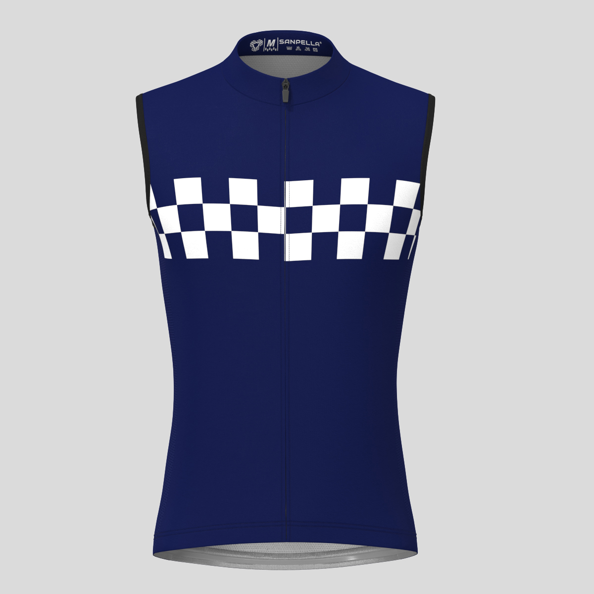 Men's Checkered Flag Retro Sleeveless Cycling Jersey - Ink