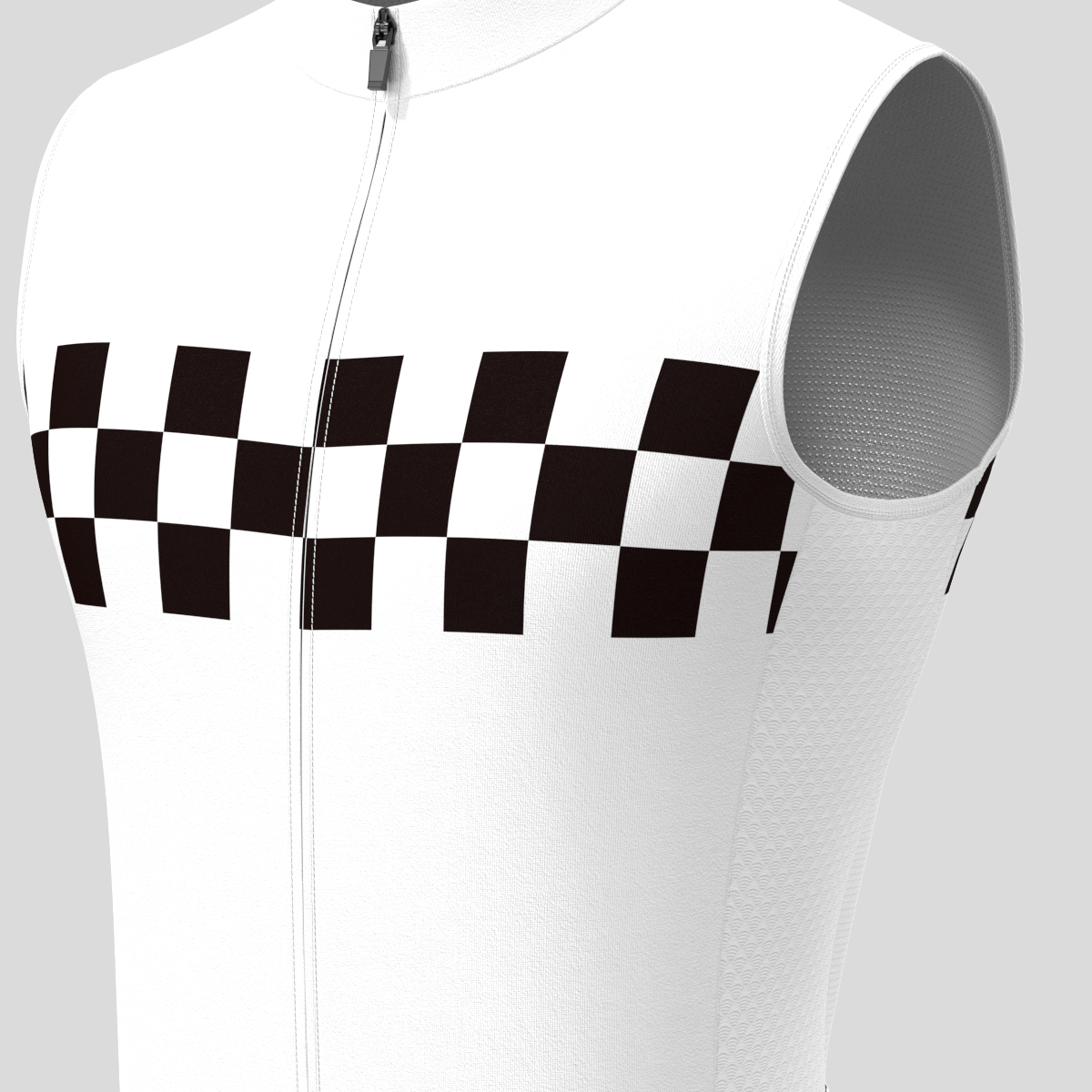 Men's Checkered Flag Retro Sleeveless Cycling Jersey - White