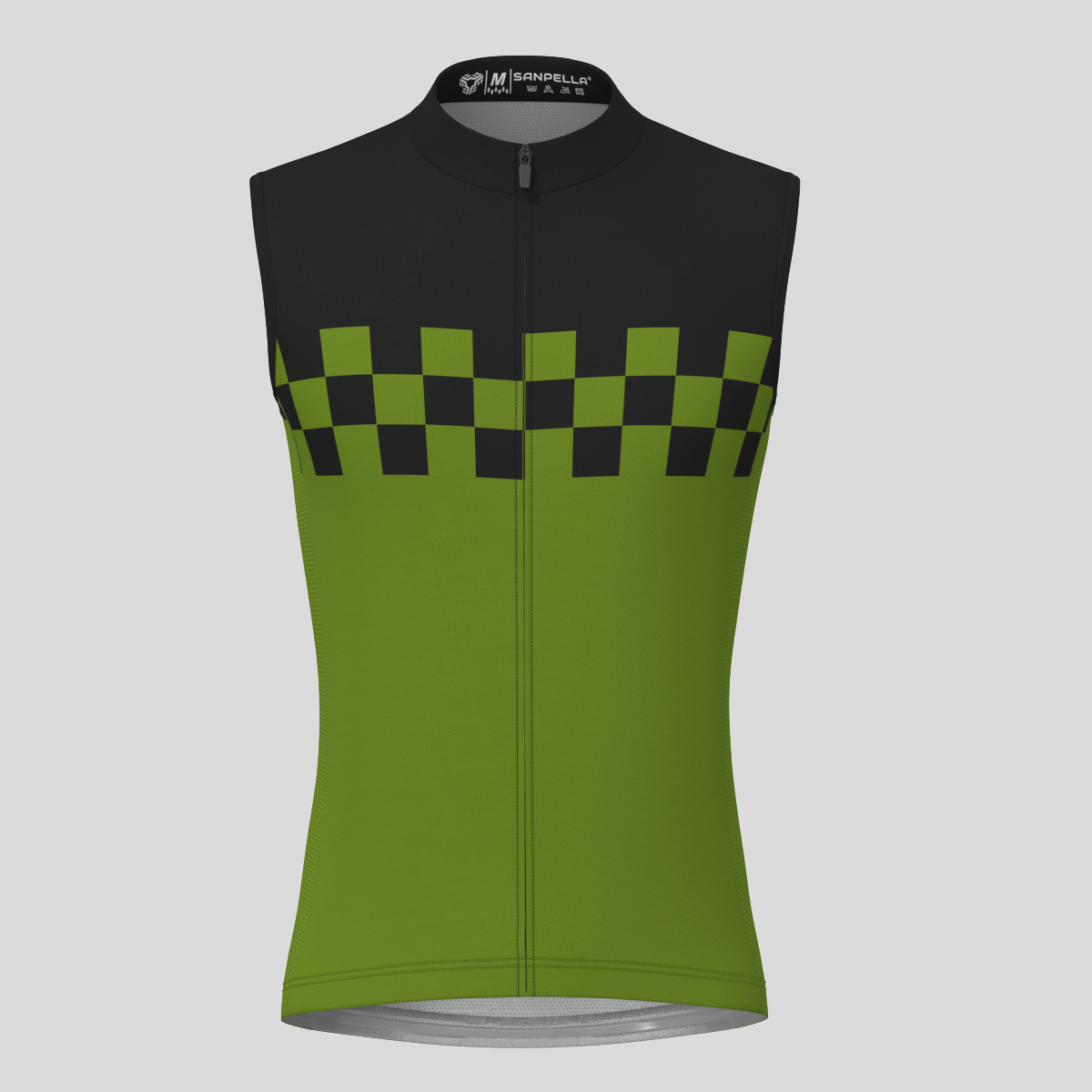 Men's Checkered Flag Sleeveless Cycling Jersey - Forest