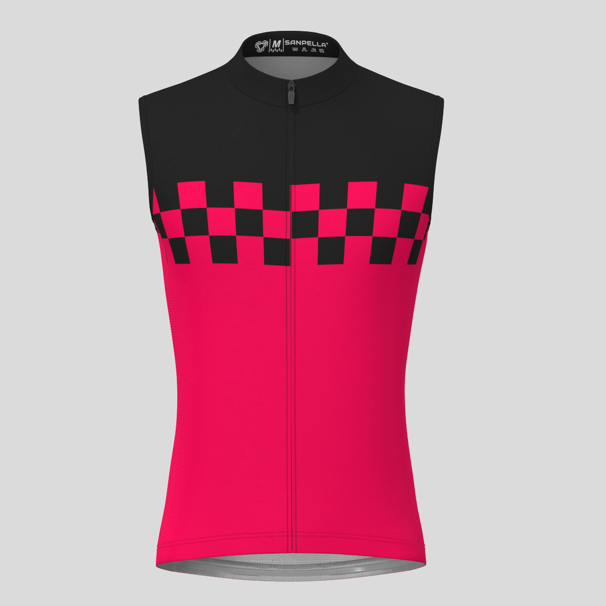 Men's Checkered Flag Sleeveless Cycling Jersey - Jester Red