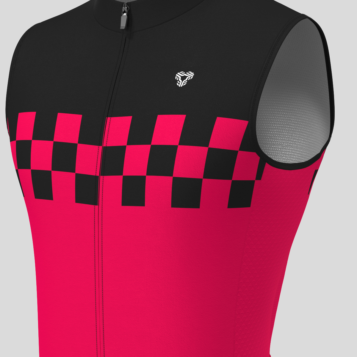 Men's Checkered Flag Sleeveless Cycling Jersey - Jester Red