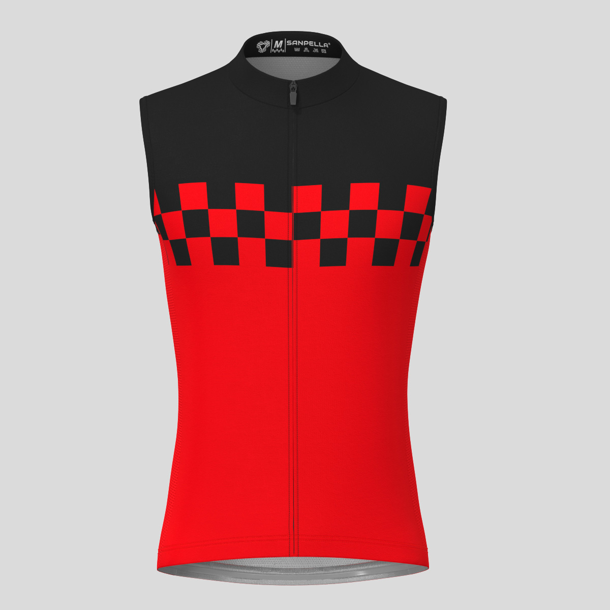 Men's Checkered Flag Sleeveless Cycling Jersey - Red