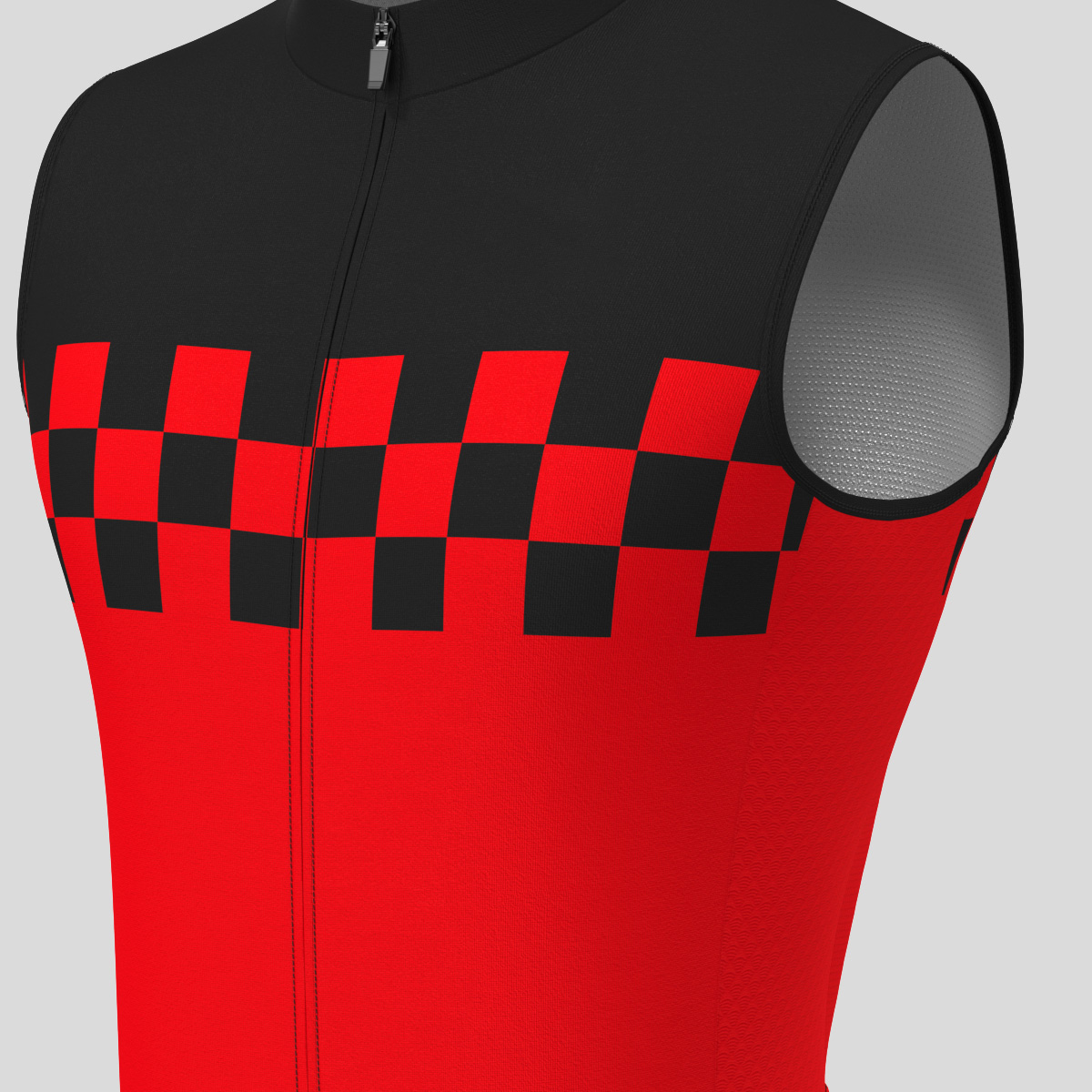 Men's Checkered Flag Sleeveless Cycling Jersey - Red