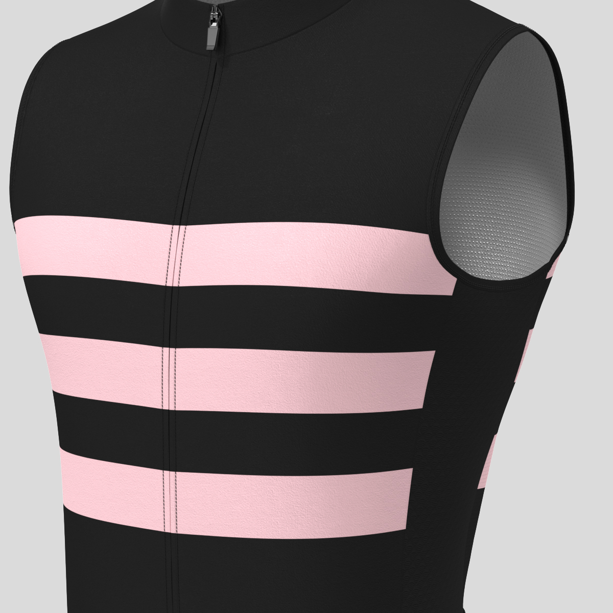 Men's Classic Stripes Sleeveless Cycling Jersey - Black/Pink