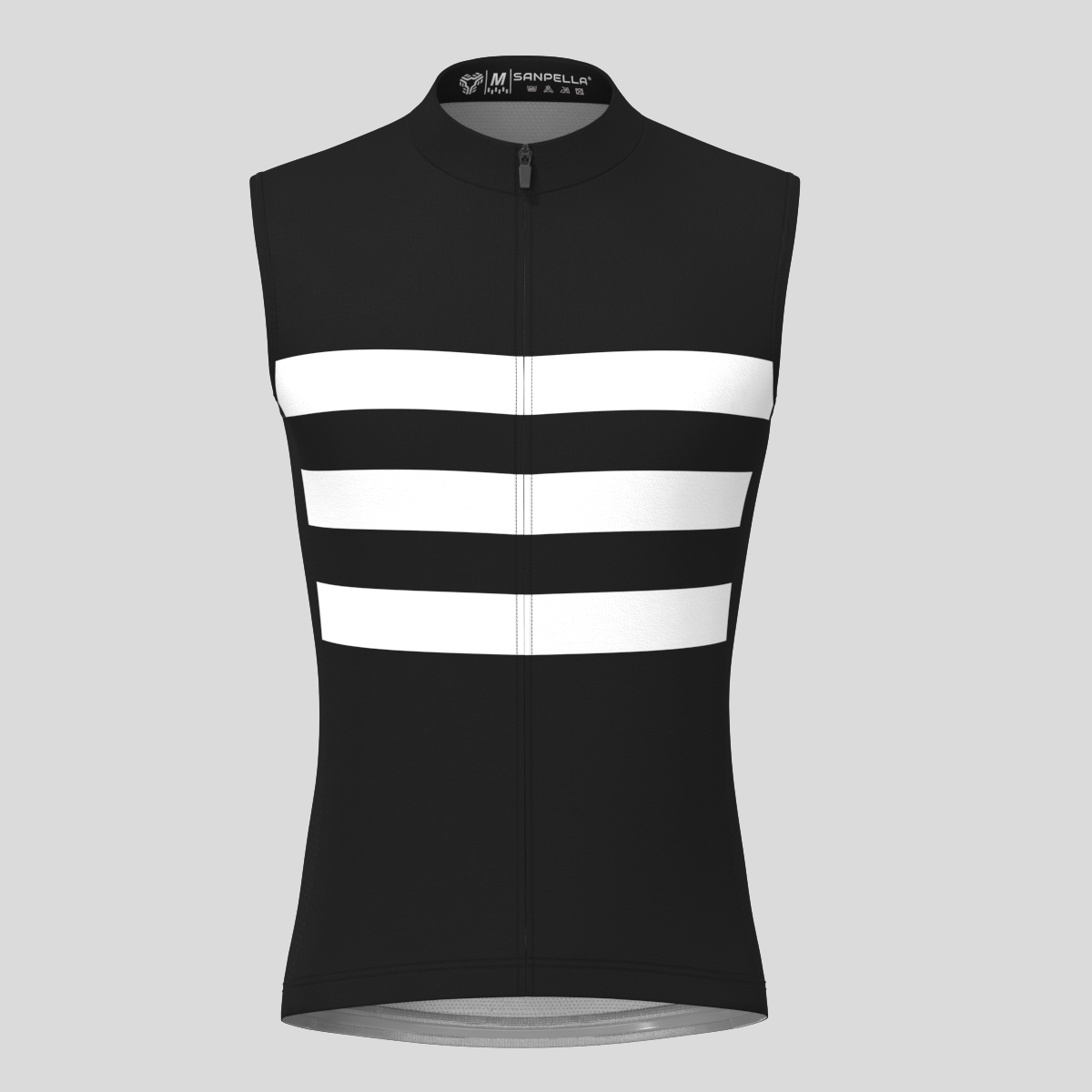 Men's Classic Stripes Sleeveless Cycling Jersey - Black/White