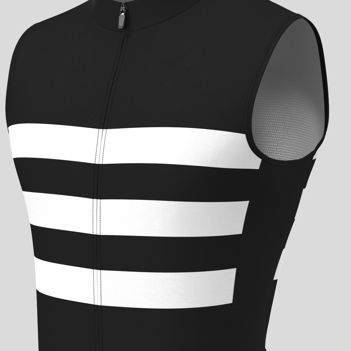 Men's Classic Stripes Sleeveless Cycling Jersey - Black/White