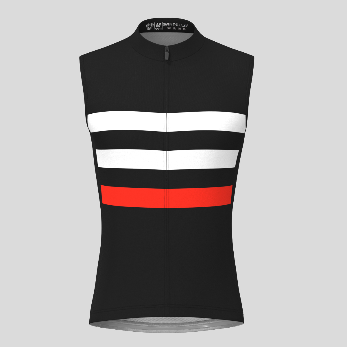 Men's Classic Stripes Sleeveless Cycling Jersey - Black/White/Red