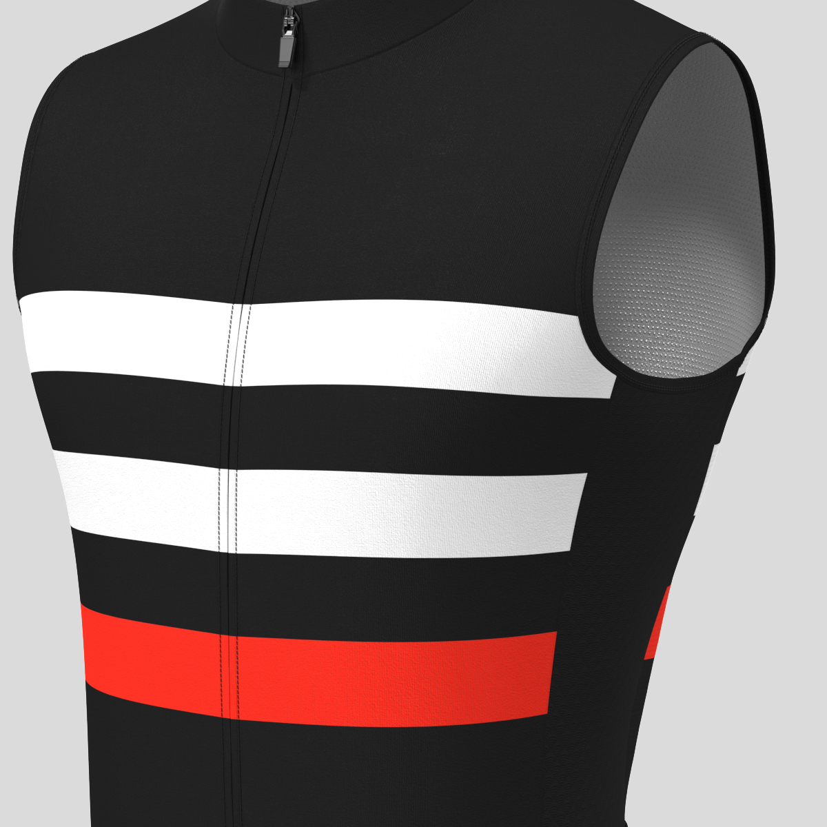Men's Classic Stripes Sleeveless Cycling Jersey - Black/White/Red