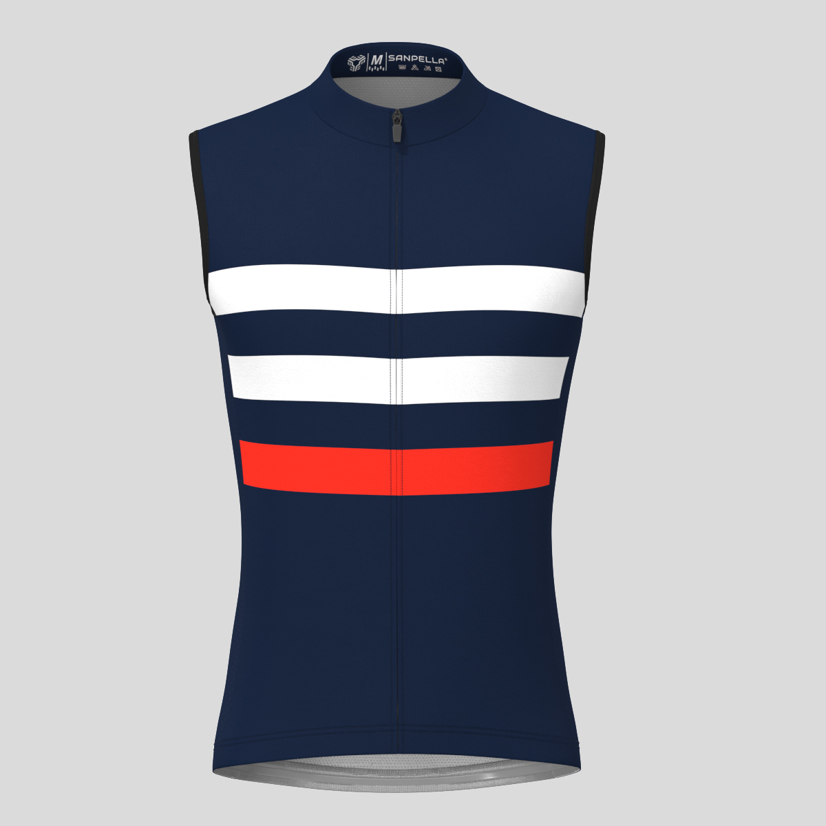 Men's Classic Stripes Sleeveless Cycling Jersey - Navy/White/Red