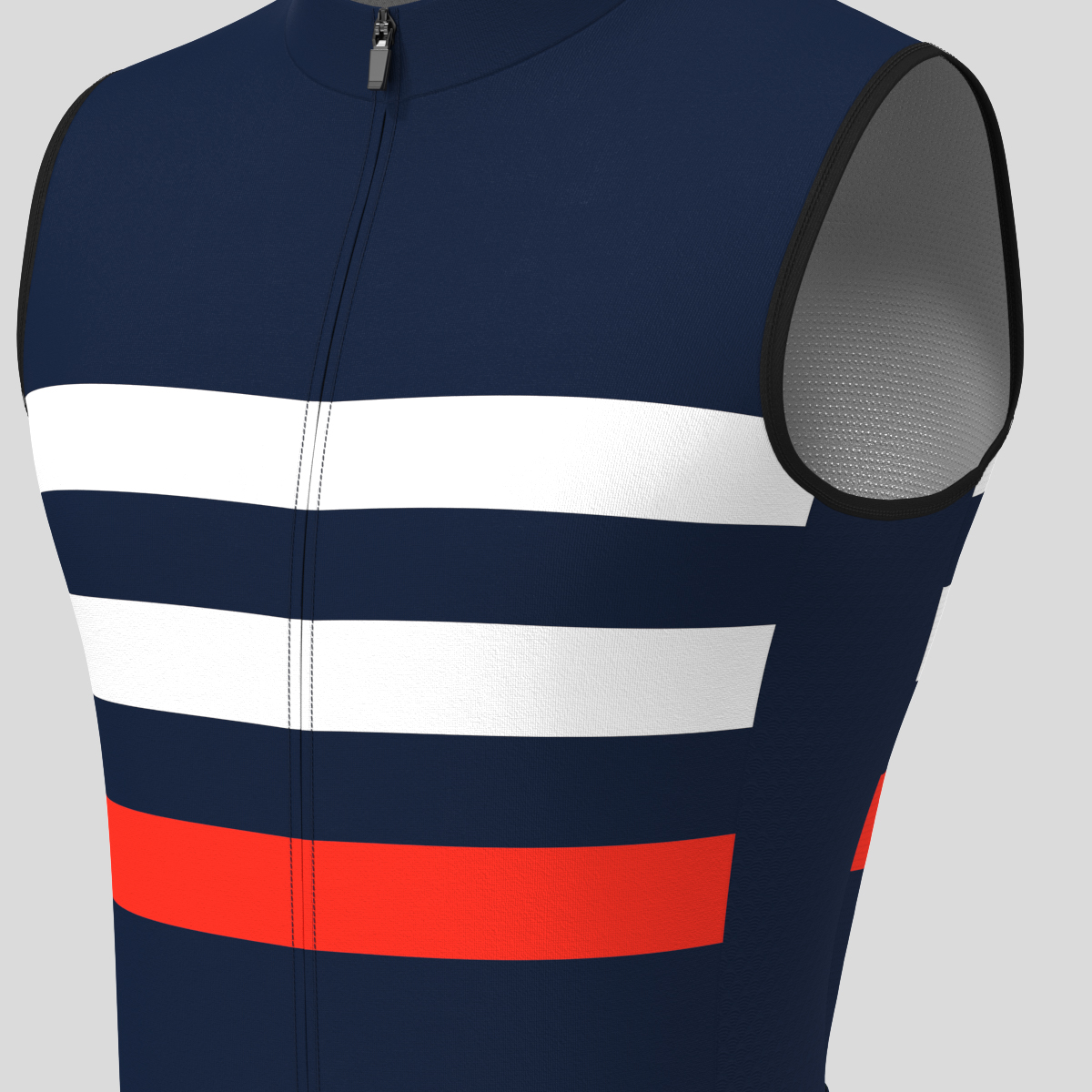 Men's Classic Stripes Sleeveless Cycling Jersey - Navy/White/Red