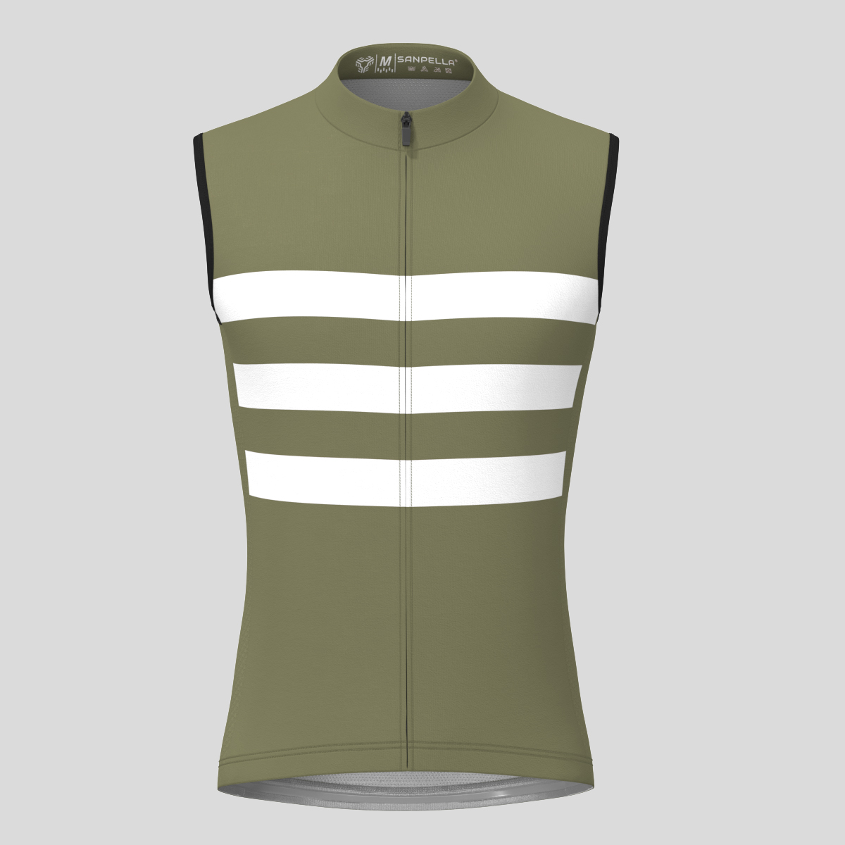 Men's Classic Stripes Sleeveless Cycling Jersey - Olive