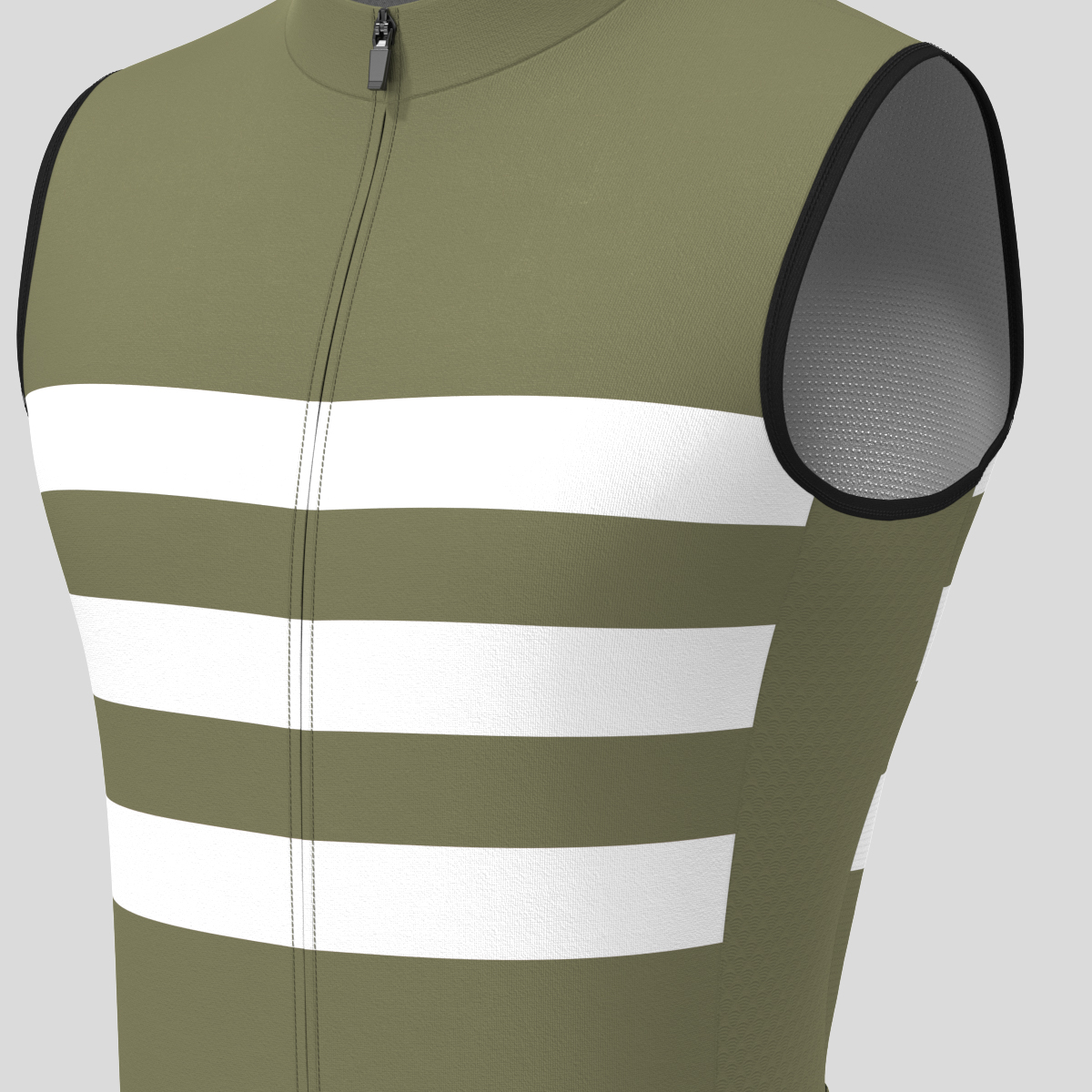 Men's Classic Stripes Sleeveless Cycling Jersey - Olive