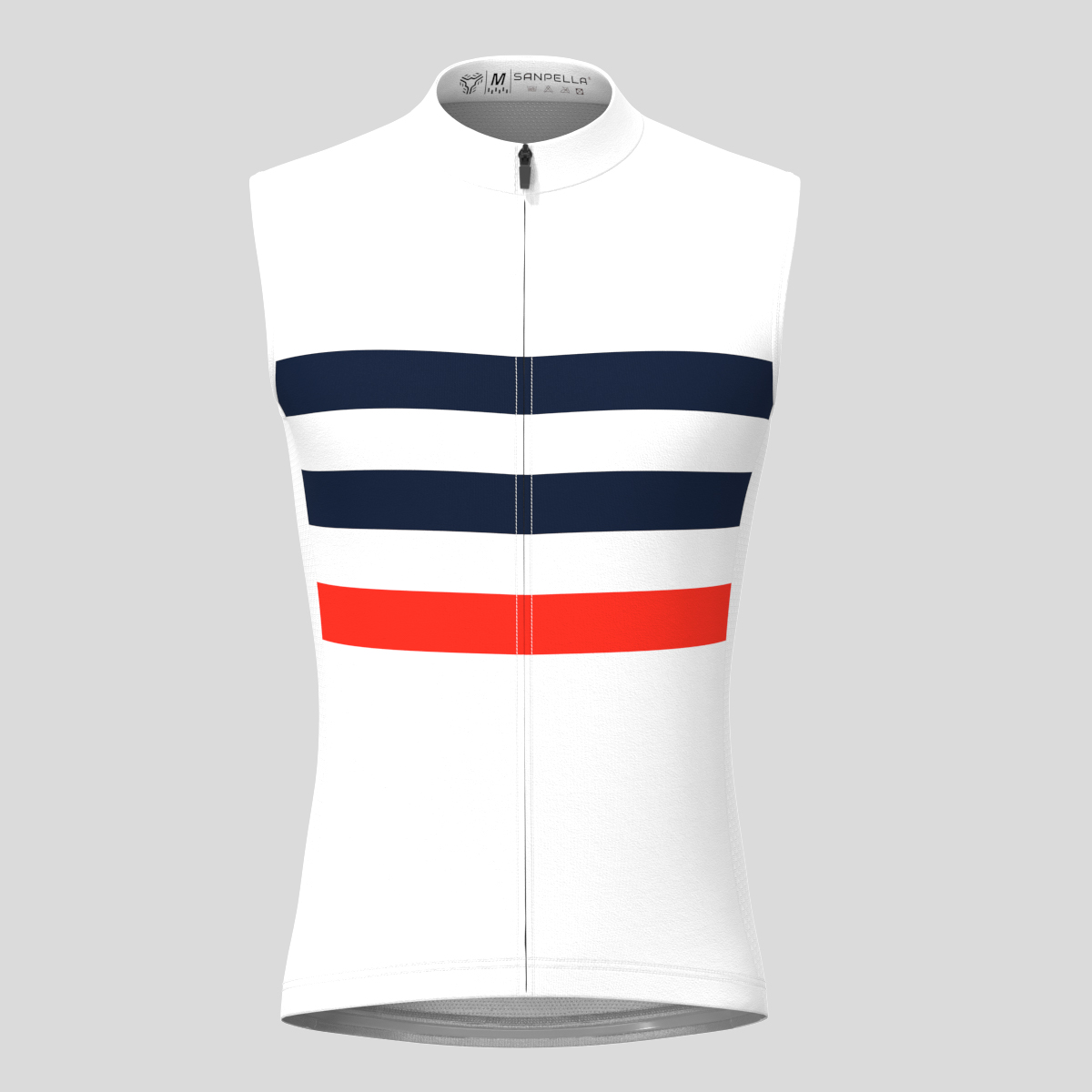 Men's Classic Stripes Sleeveless Cycling Jersey - White/Navy/Red