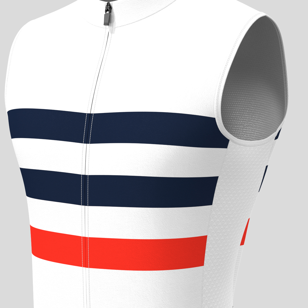 Men's Classic Stripes Sleeveless Cycling Jersey - White/Navy/Red