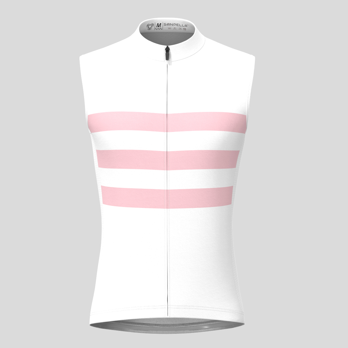 Men's Classic Stripes Sleeveless Cycling Jersey - White/Pink