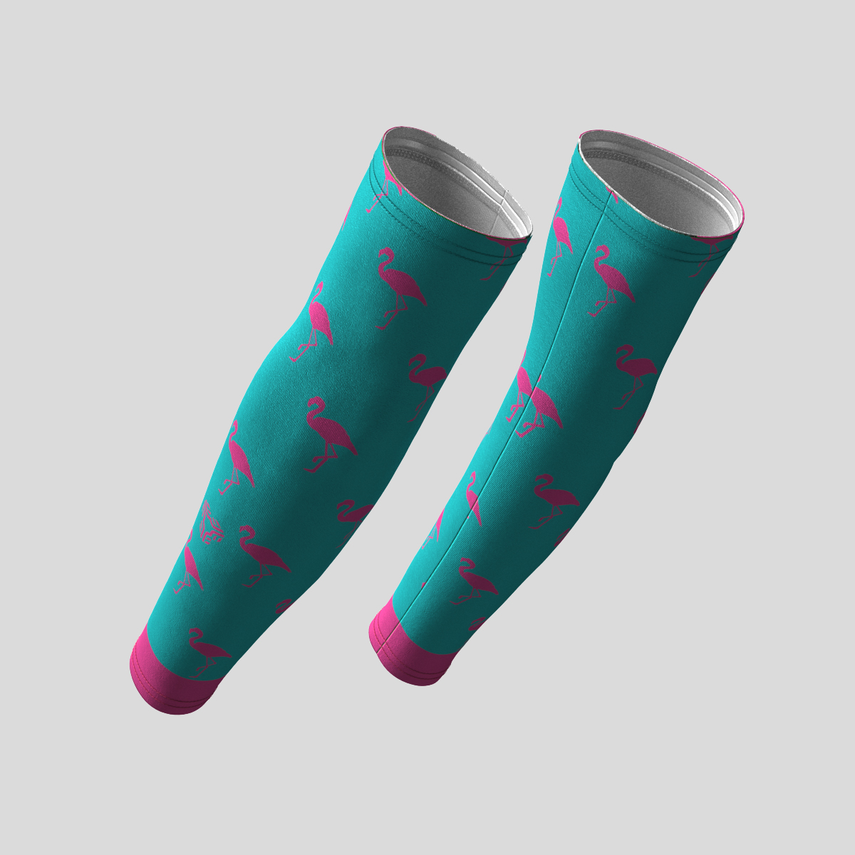Men's Flamingo Cycling Arm Warmers - Blue/Pink