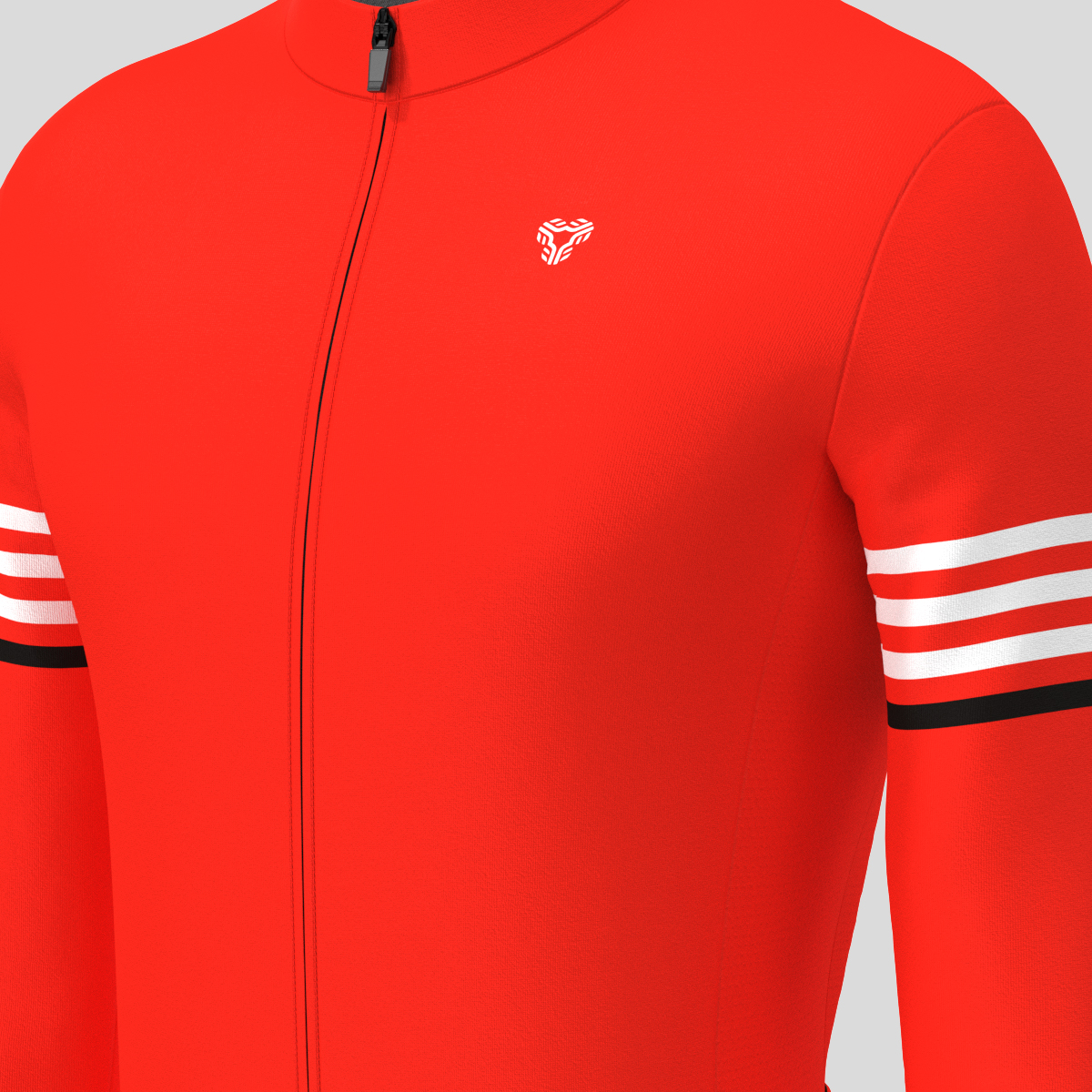 Minimal Stripes Men's LS Cycling Jersey - Red