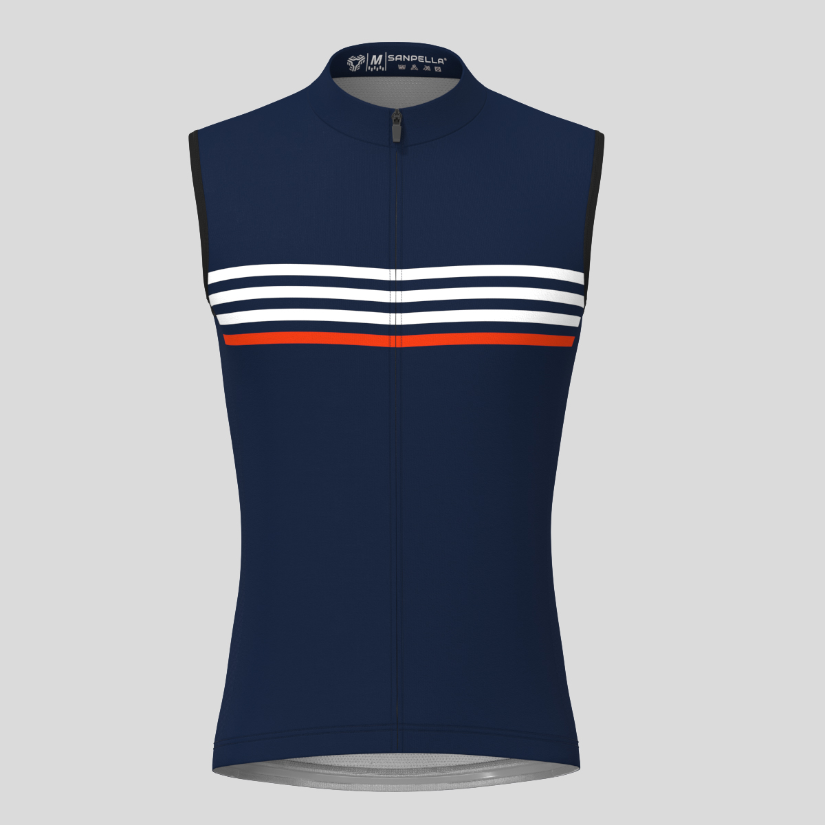 Minimal Stripes Men's Sleeveless Cycling Jersey - Navy/White/Red