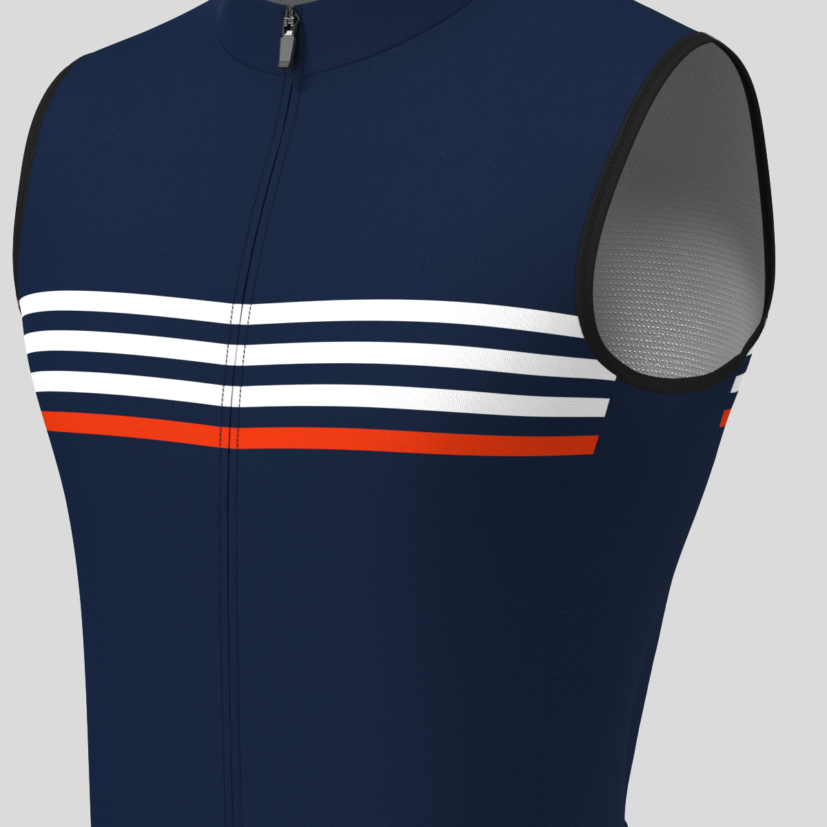 Minimal Stripes Men's Sleeveless Cycling Jersey - Navy/White/Red