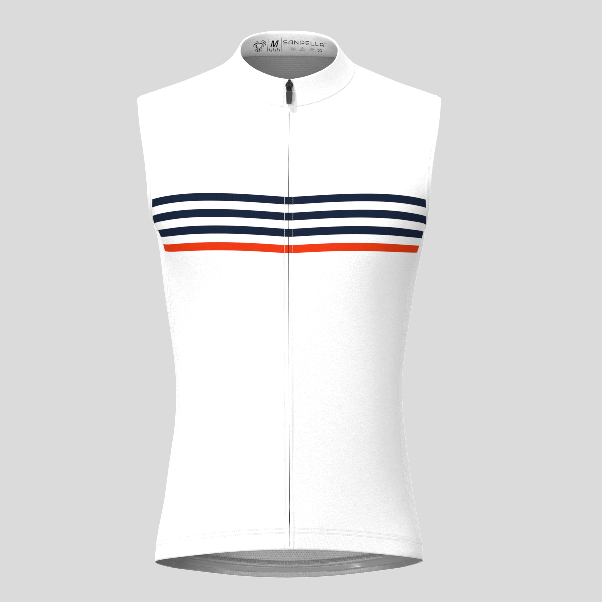 Minimal Stripes Men's Sleeveless Cycling Jersey - White/Navy/Red