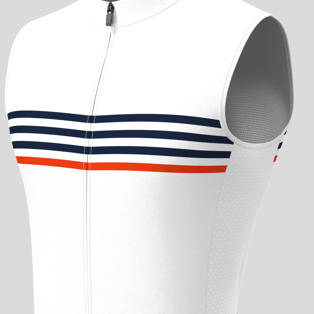 Minimal Stripes Men's Sleeveless Cycling Jersey - White/Navy/Red