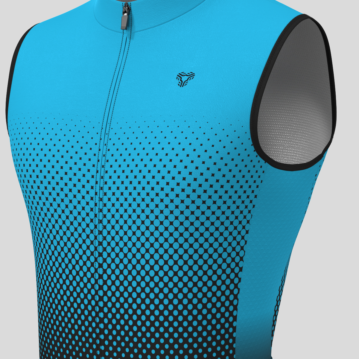 Polka Dot Gradient Men's Sleeveless Cycling Jersey - Blue