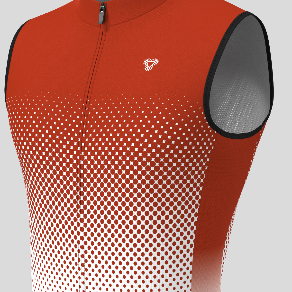 Polka Dot Gradient Men's Sleeveless Cycling Jersey - Brick
