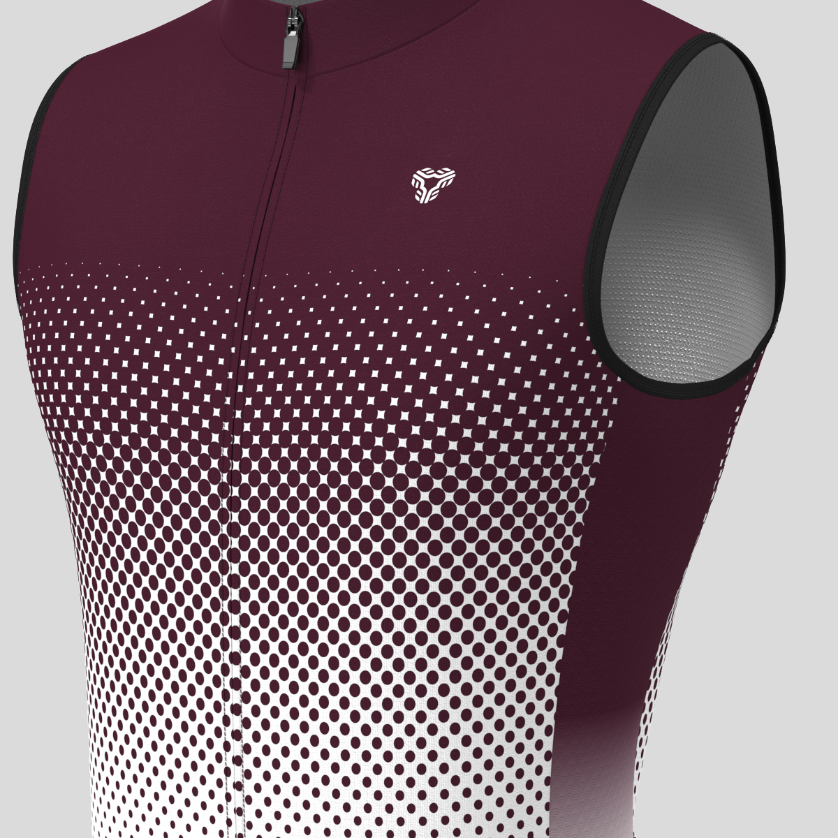 Polka Dot Gradient Men's Sleeveless Cycling Jersey - Burgundy