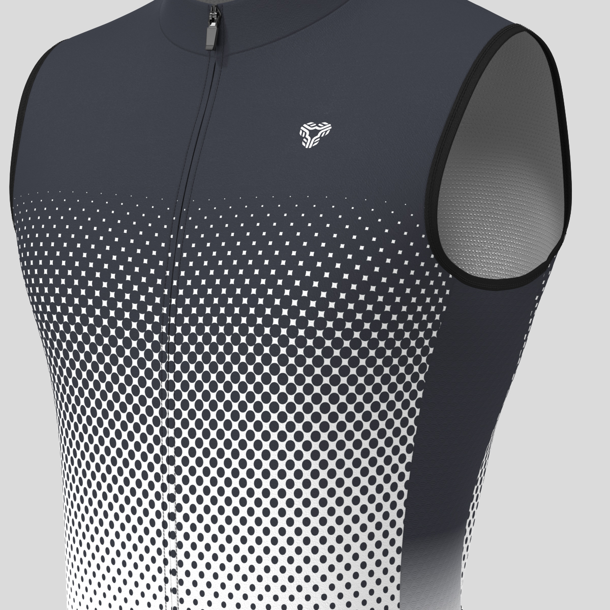 Polka Dot Gradient Men's Sleeveless Cycling Jersey - Graphite