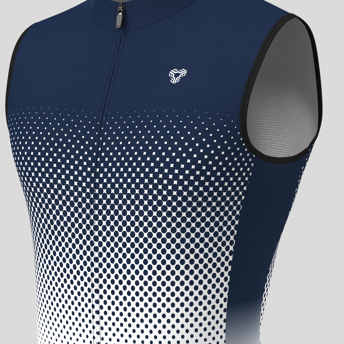 Polka Dot Gradient Men's Sleeveless Cycling Jersey - Navy