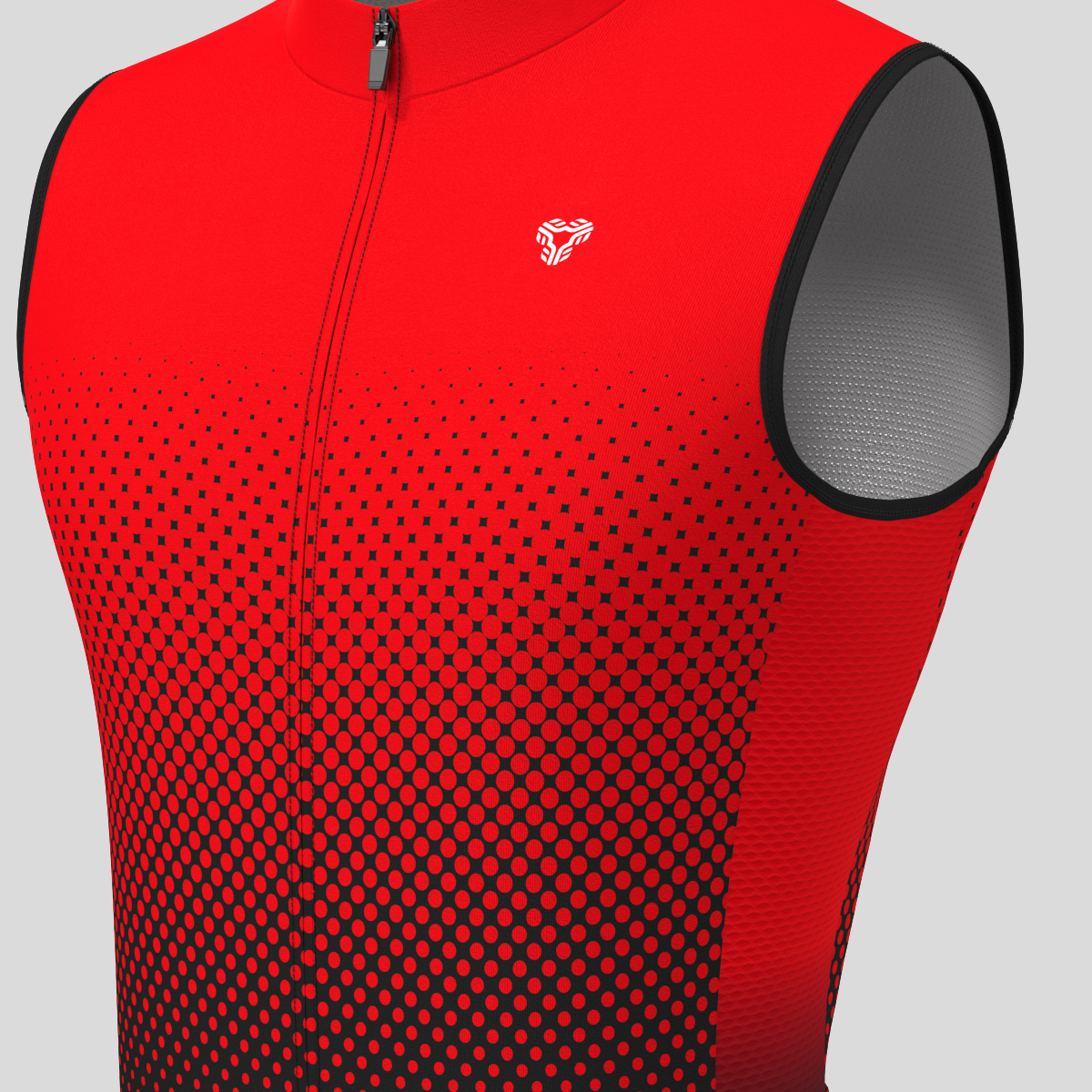 Polka Dot Gradient Men's Sleeveless Cycling Jersey - Red