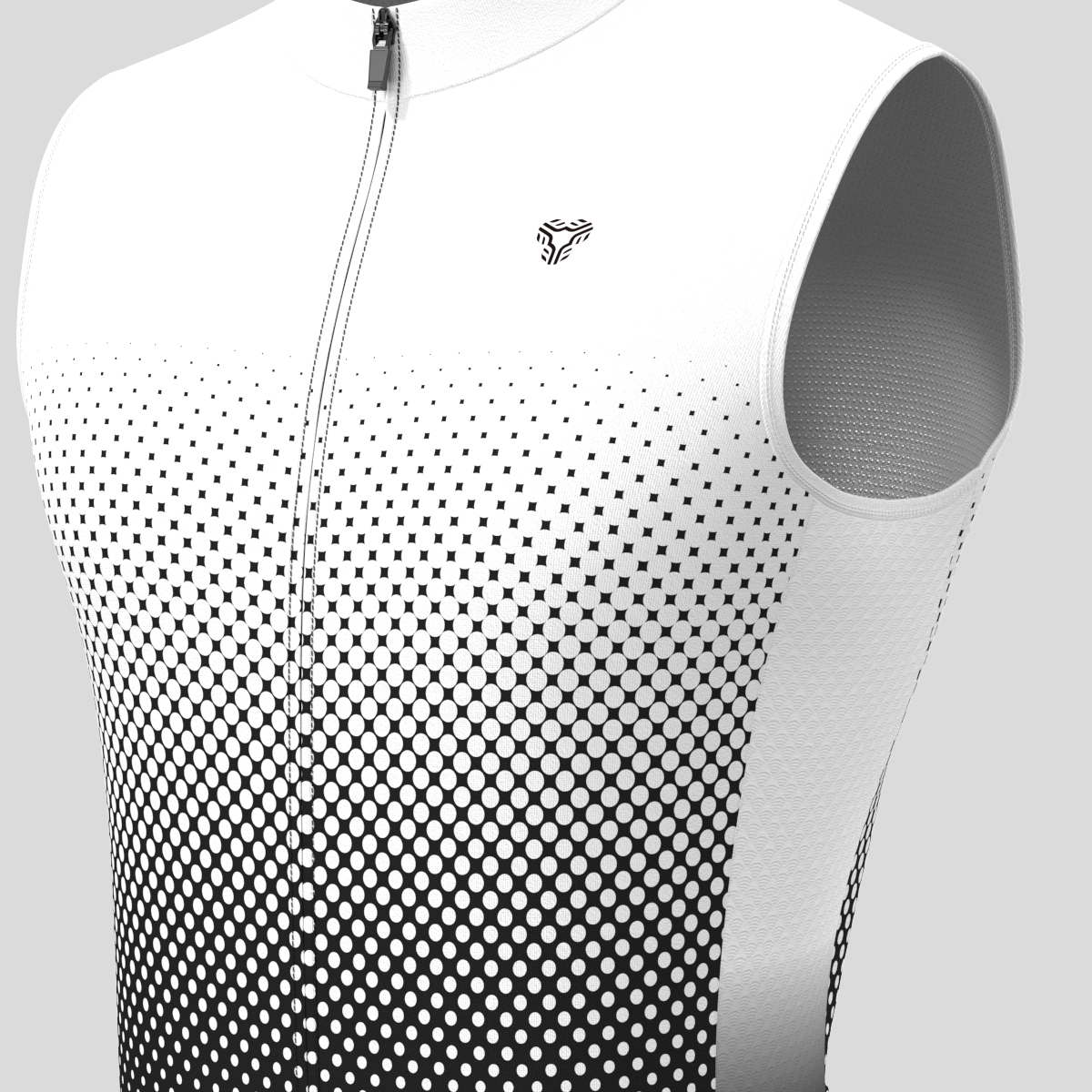 Polka Dot Gradient Men's Sleeveless Cycling Jersey - White/Black
