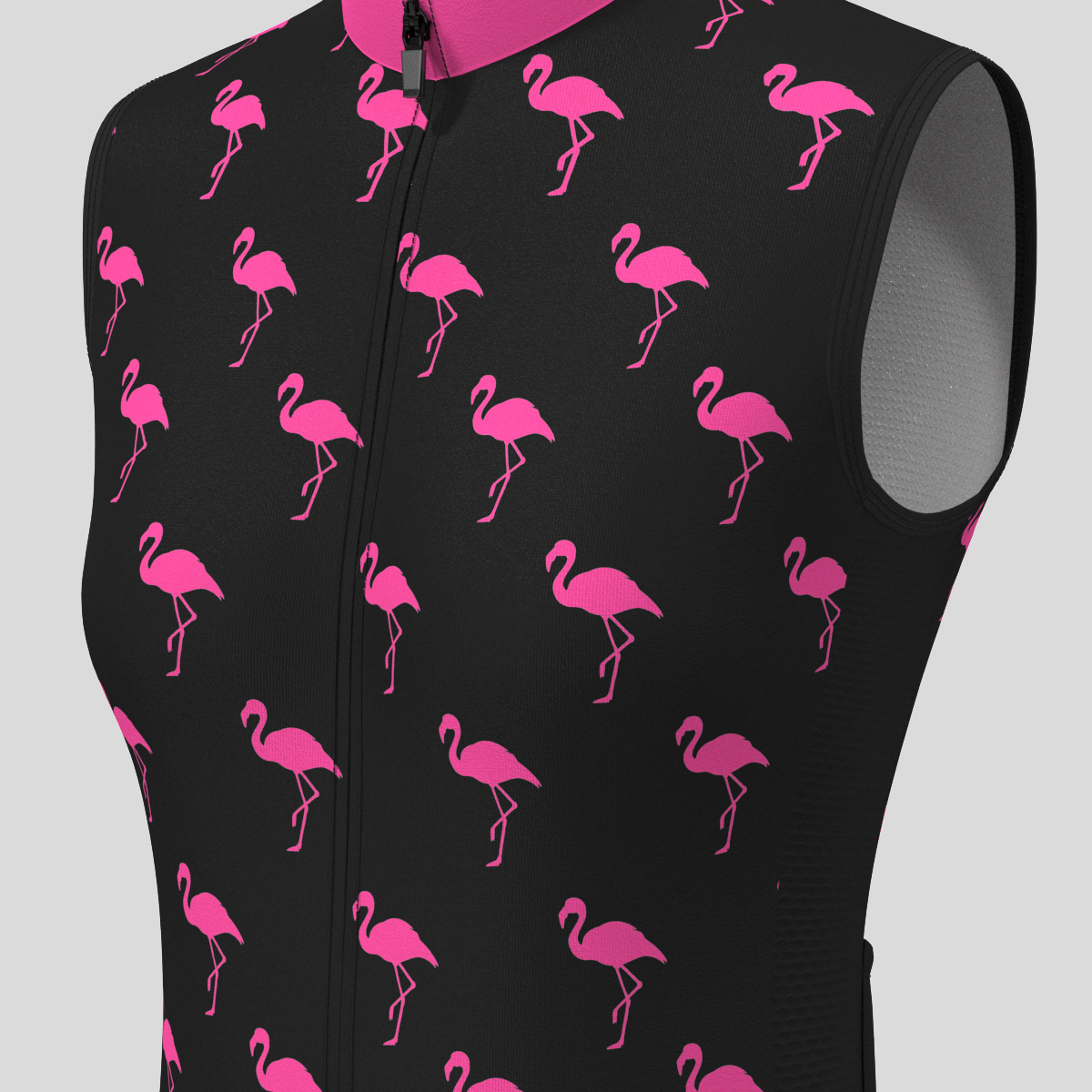 Women's Flamingo Sleeveless Cycling Jersey - Black/Pink