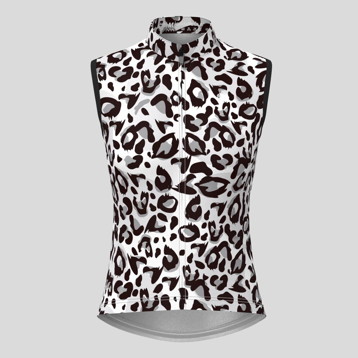 Women's Leopard Print Sleeveless Cycling Jersey - Black/White