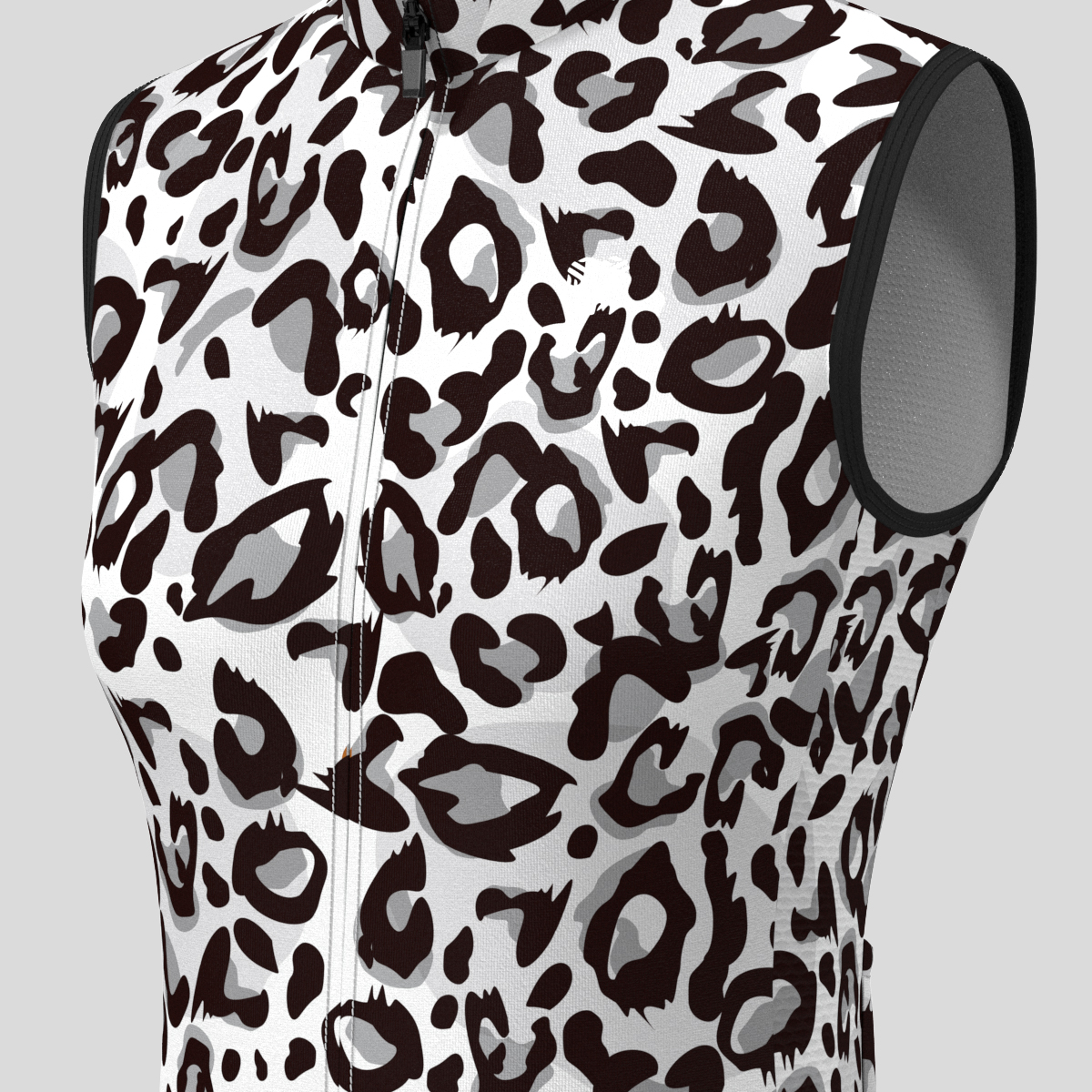 Women's Leopard Print Sleeveless Cycling Jersey - Black/White