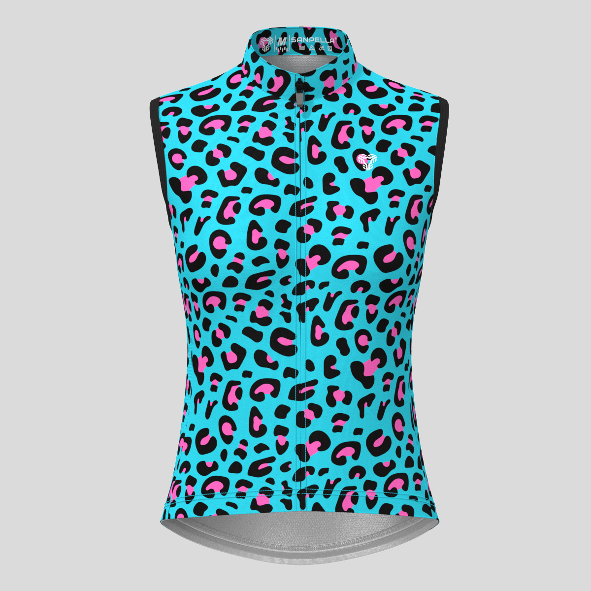 Women's Leopard Print Sleeveless Cycling Jersey - Blue