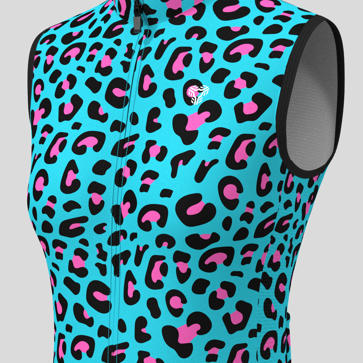 Women's Leopard Print Sleeveless Cycling Jersey - Blue