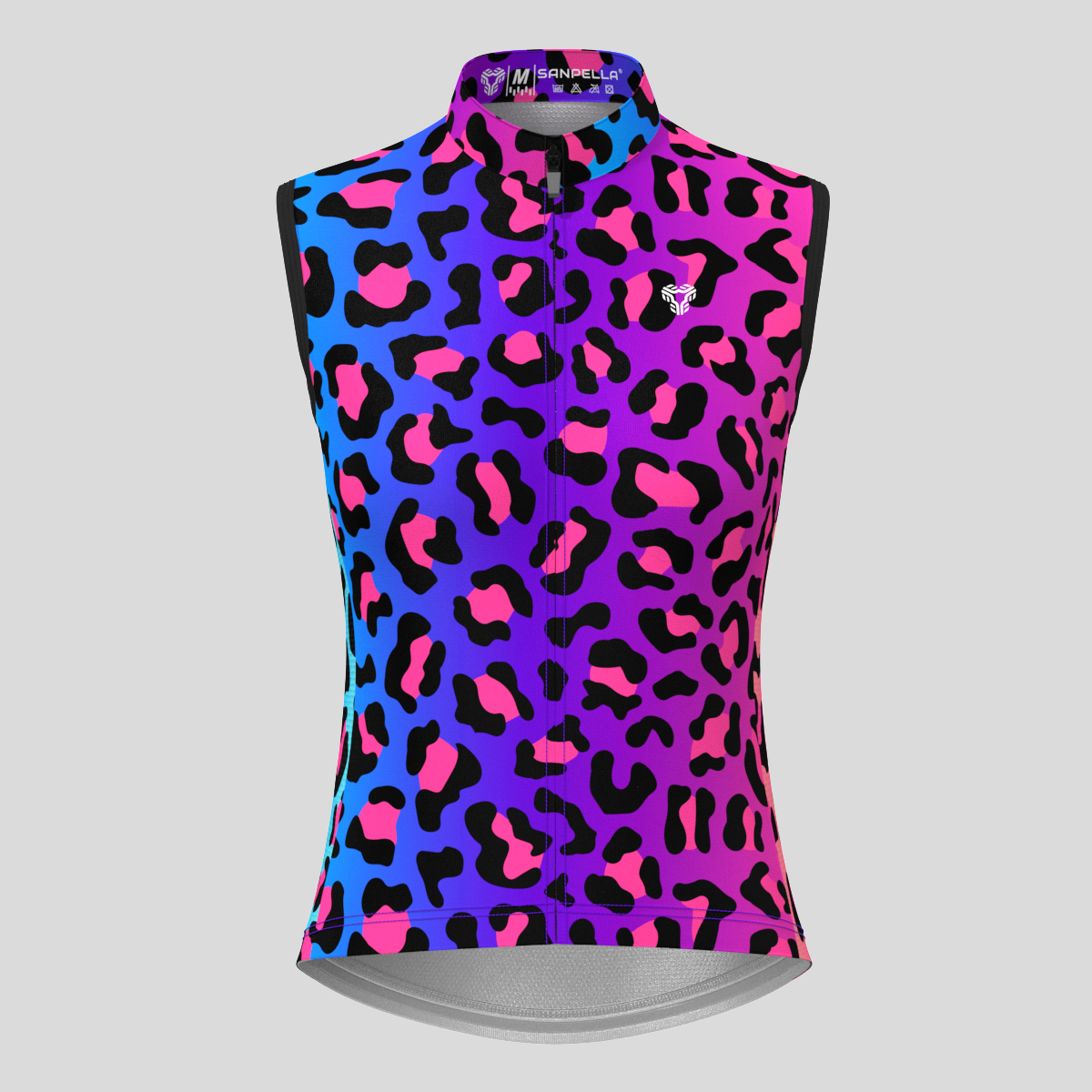 Women's Neon Rainbow Leopard Sleeveless Cycling Jersey